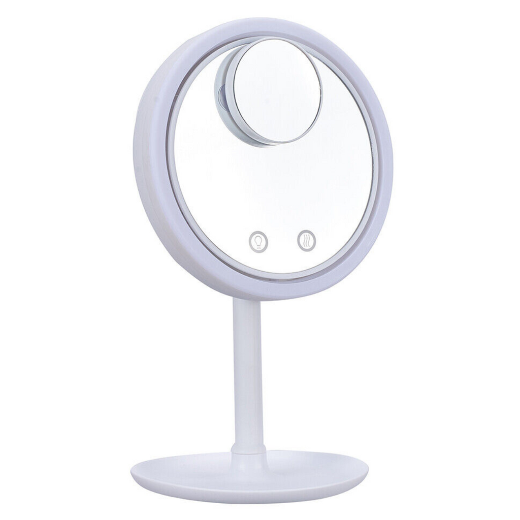 Espejo de maquillaje con luces LED y rotación 360 grados
