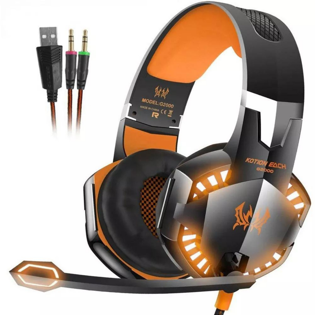 Auriculares gamer con micrófono y luz LED