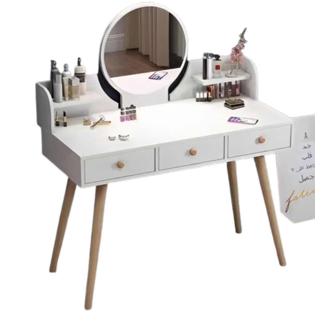 Organizador de maquillaje con espejo giratorio y luz LED